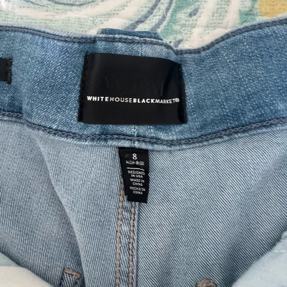 White House Black Market Women's Denim High Rise Shorts with Button Detail - Picture 7 of 7